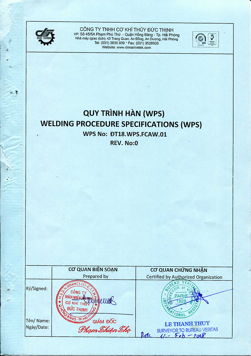 Welding process FCAW1007