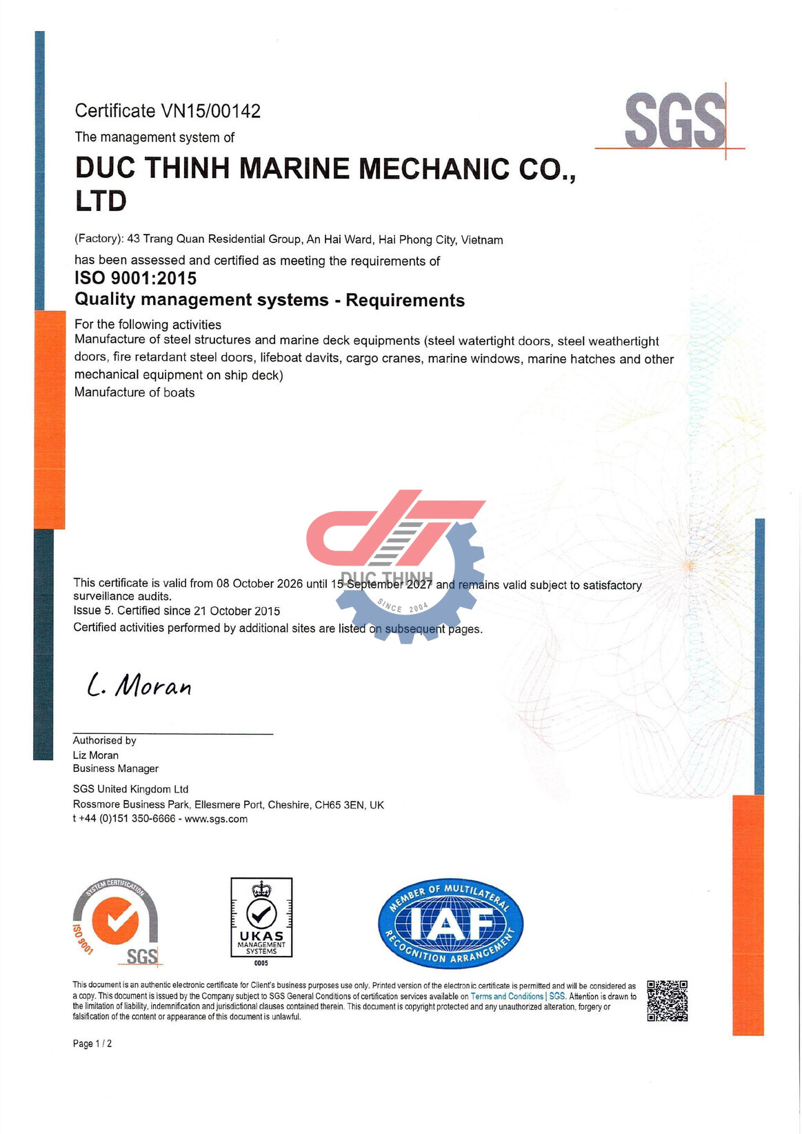 Chứng nhận ISO 9001:2015
