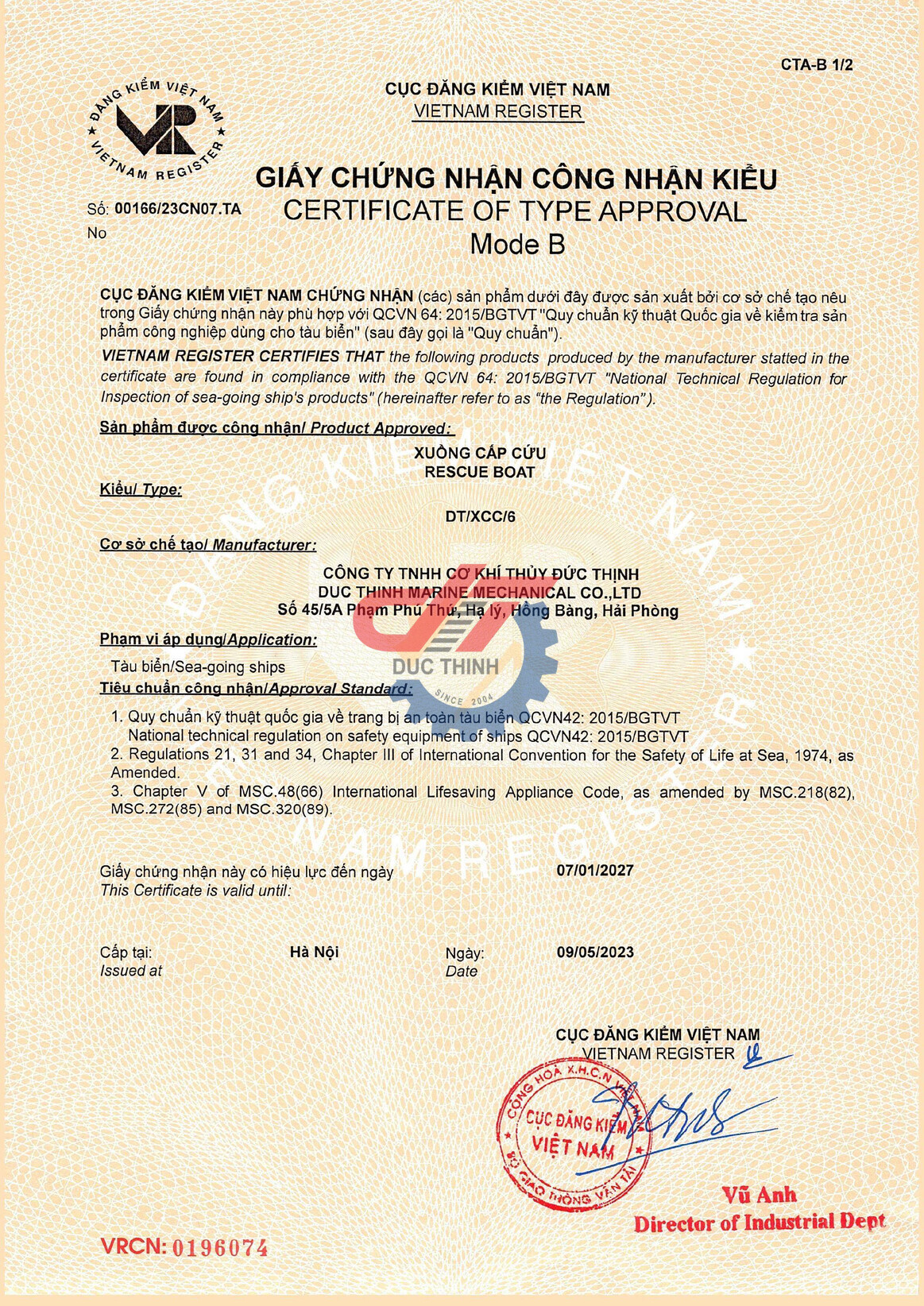 Xuồng cấp cứu DT/XCC/6