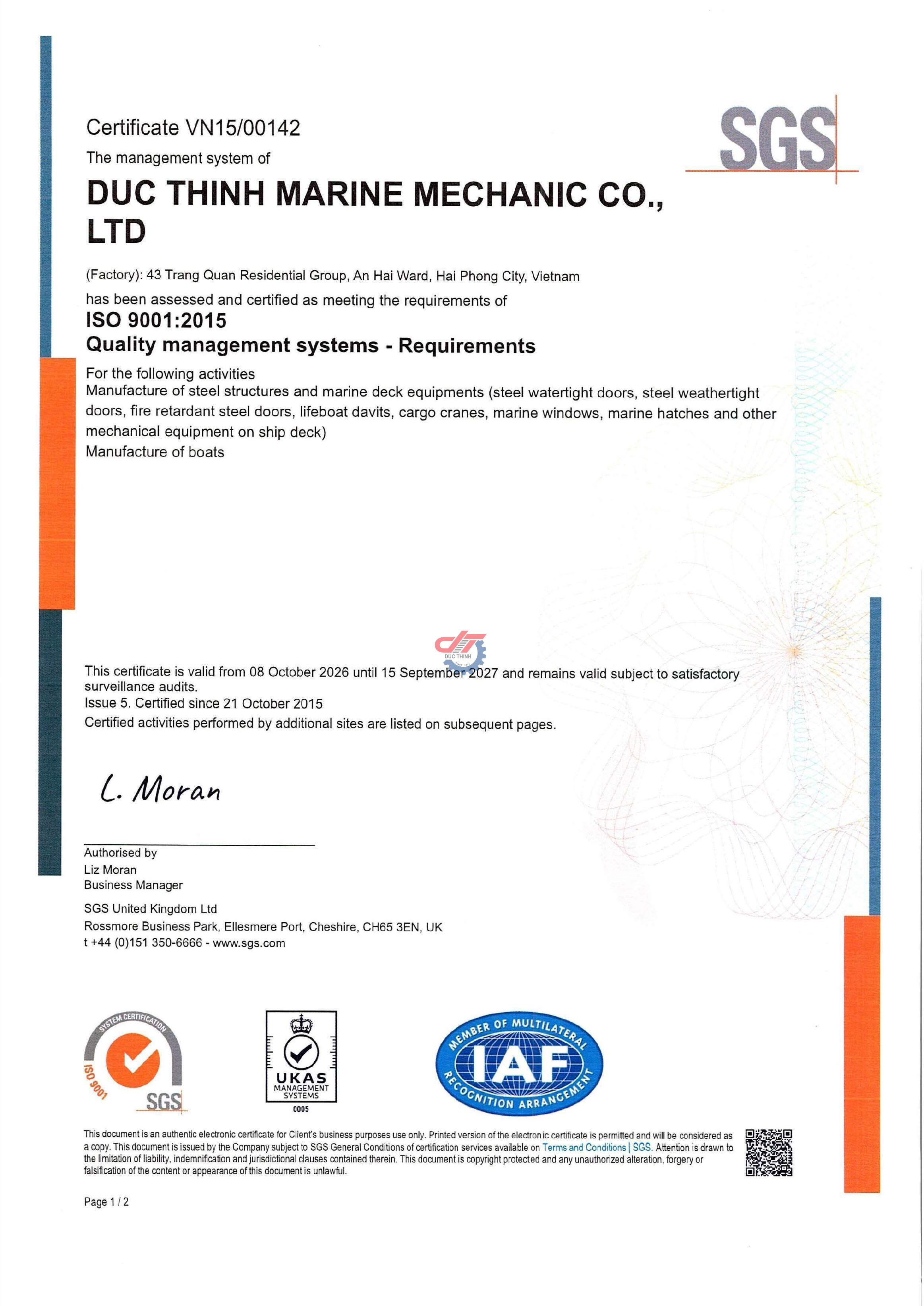 Chứng nhận ISO 9001:2015